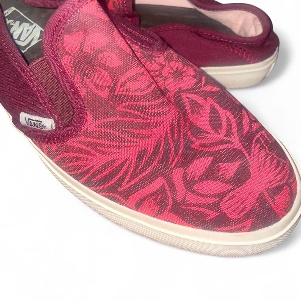 Vans Women's Burgundy Floral Slip-On Sneakers